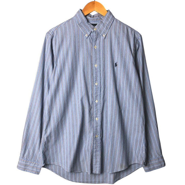 Ralph Lauren CUSTOM FIT long sleeve button down striped shirt men's size L cotton blue type Vintage Second Hand