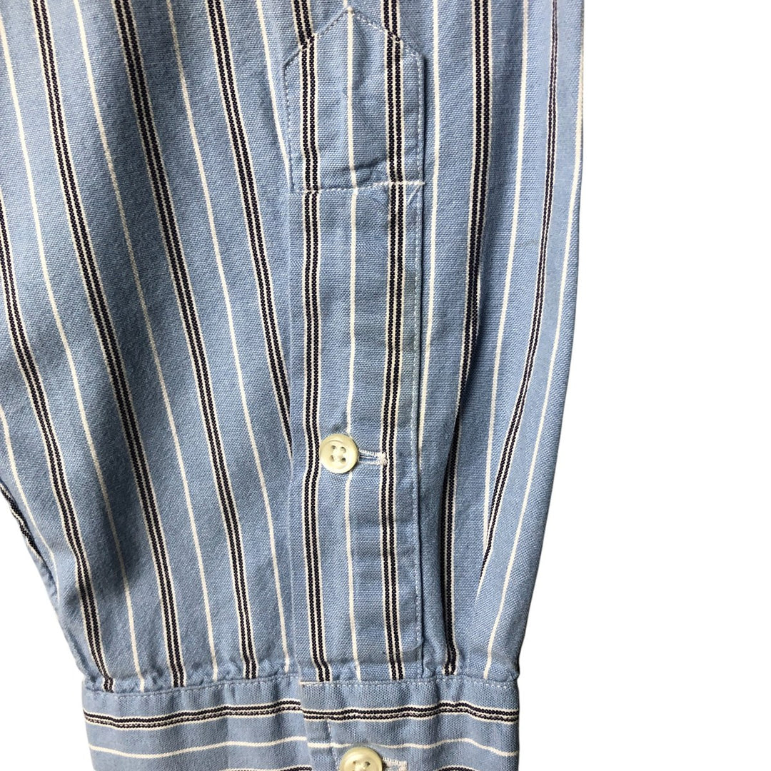 Ralph Lauren CUSTOM FIT long sleeve button down striped shirt men's size L cotton blue type Vintage Second Hand