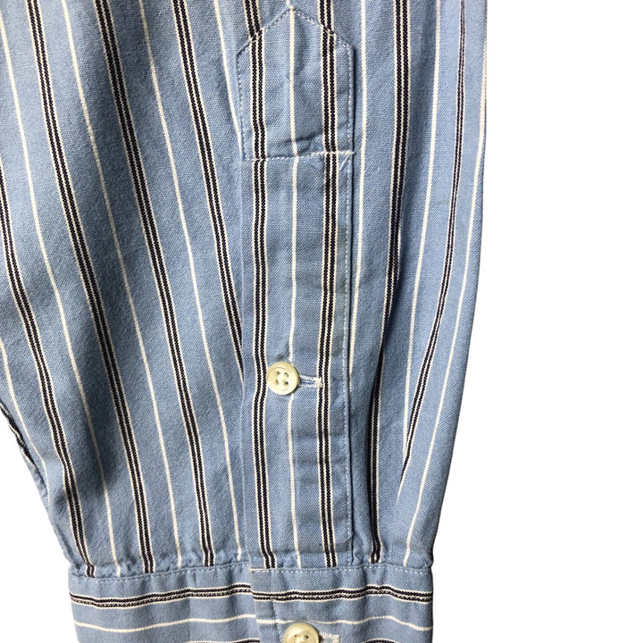 Ralph Lauren CUSTOM FIT long sleeve button down striped shirt men's size L cotton blue type Vintage Second Hand