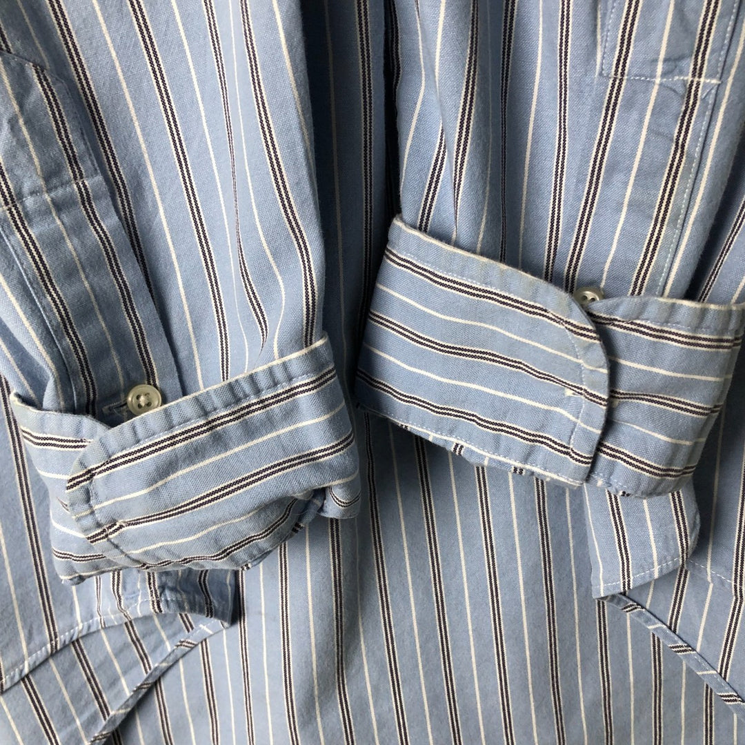 Ralph Lauren CUSTOM FIT long sleeve button down striped shirt men's size L cotton blue type Vintage Second Hand