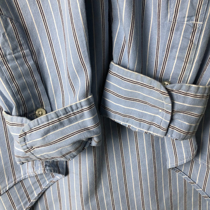 Ralph Lauren CUSTOM FIT long sleeve button down striped shirt men's size L cotton blue type Vintage Second Hand