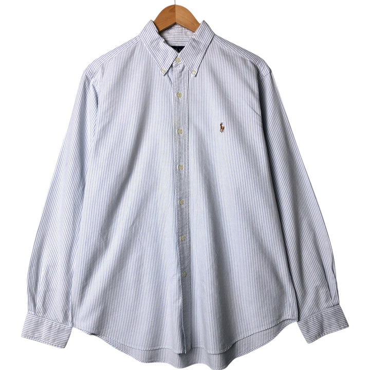 Ralph Lauren Classic Fit Long Sleeve Button Down Striped Shirt Men's Size L cotton Blue type light blue Vintage Second Hand