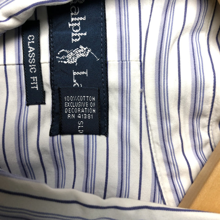 Ralph Lauren Classic Fit Long Sleeve Button Down Striped Shirt Men's Size L cotton white type Vintage Second Hand