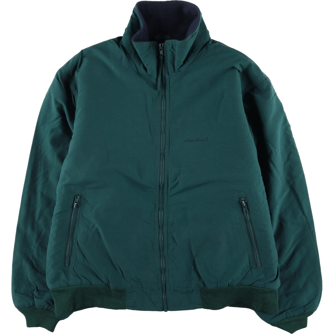 80s-90'S Eddie Bauer black tag padded puffer jacket, made in USA, men's size L Nylon green type Vintage Second Hand