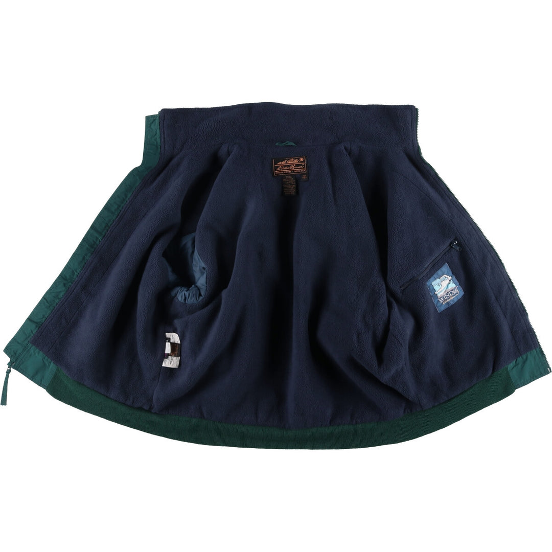 80s-90'S Eddie Bauer black tag padded puffer jacket, made in USA, men's size L Nylon green type Vintage Second Hand