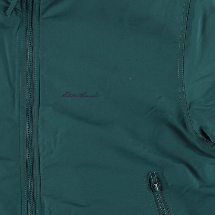 80s-90'S Eddie Bauer black tag padded puffer jacket, made in USA, men's size L Nylon green type Vintage Second Hand