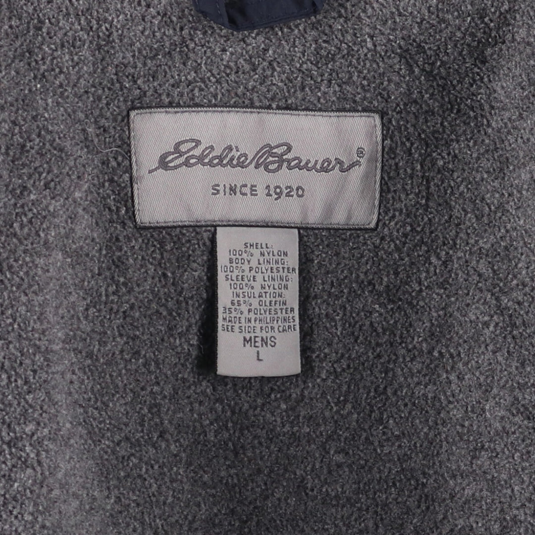 Eddie Bauer padded puffer jacket, men's size L Nylon navy blue type Vintage Second Hand