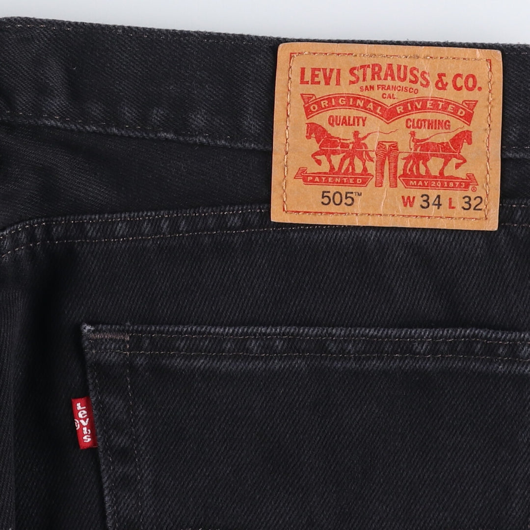 Levi's 505 Black Denim Tapered Denim Pants for Men, W34 equivalent cotton black type Vintage Second Hand