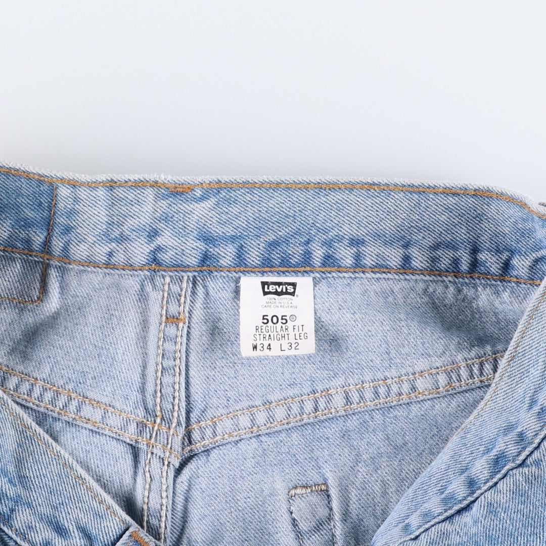 00'S Levi's 505 REGULAR FIT STRAIGHT LEG tapered denim pants made in USA men's w33 equivalent cotton blue type Vintage Second Hand