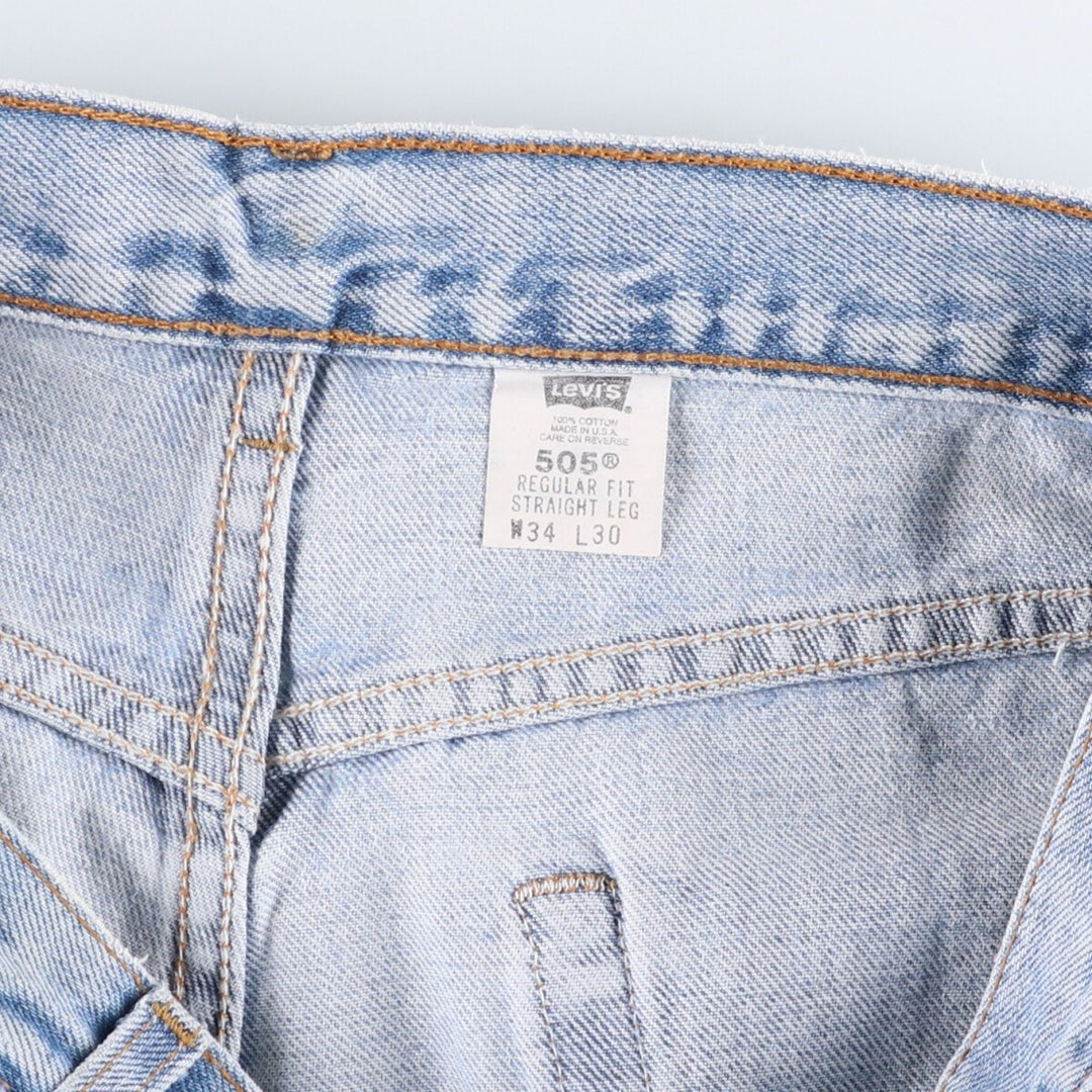 90'S Levi's 505 REGULAR FIT STRAIGHT LEG Tapered Denim Pants Made in USA Men's W33 Vintage cotton blue type Vintage Second Hand
