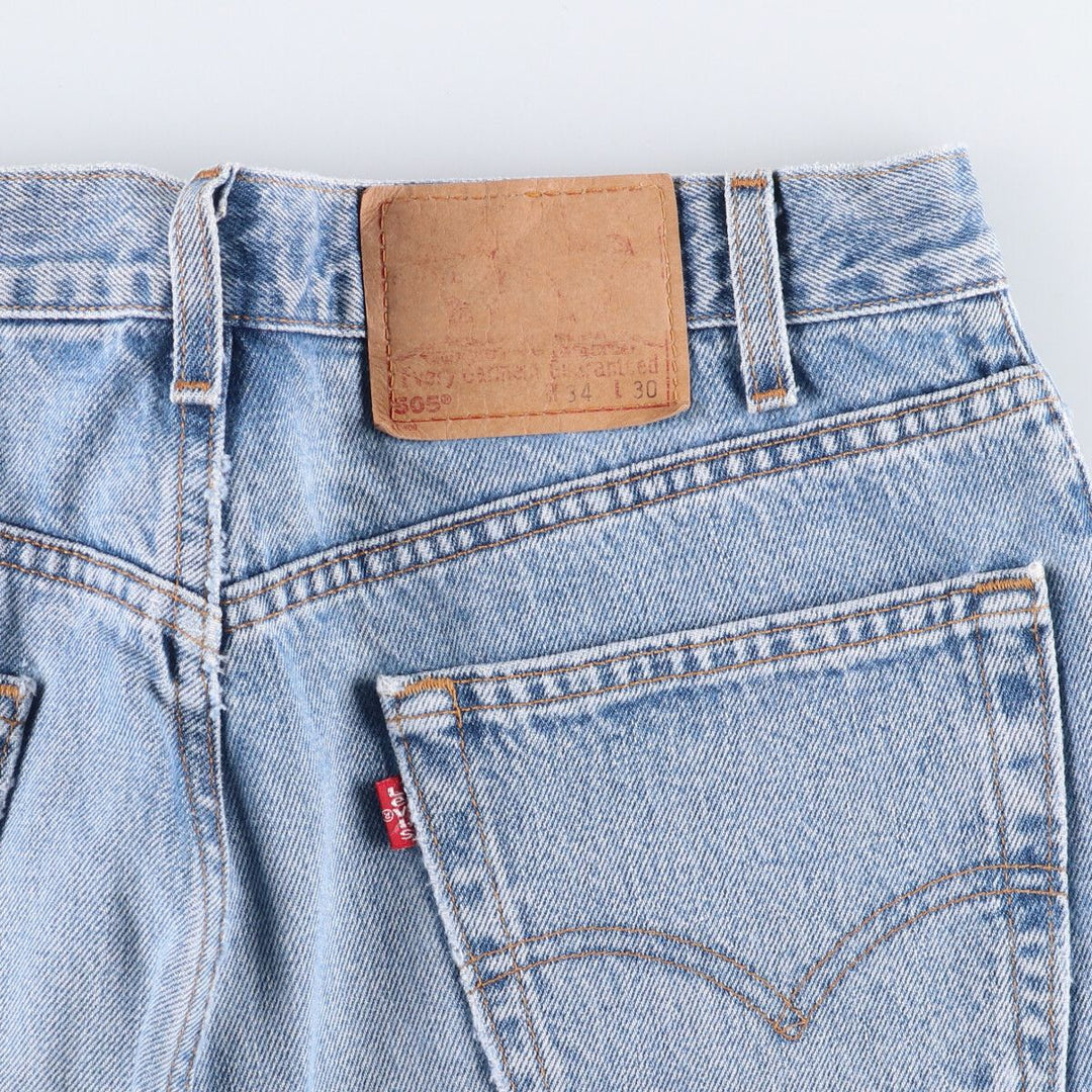 00'S Levi's 505 REGULAR FIT STRAIGHT LEG tapered denim pants made in USA, men's size w34 cotton blue type Vintage Second Hand