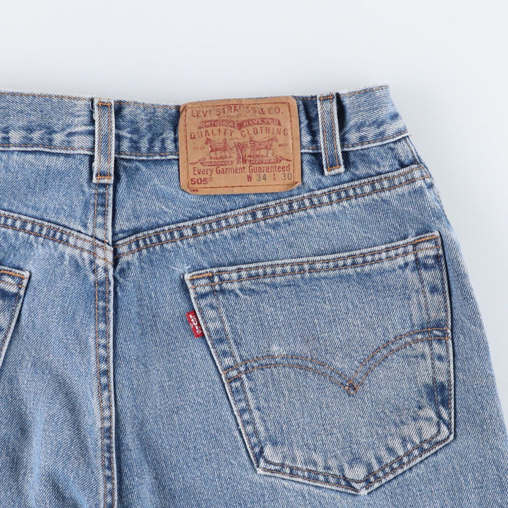 00'S Levi's 505 REGULAR FIT STRAIGHT LEG tapered denim pants made in USA, men's size w32 cotton blue type Vintage Second Hand