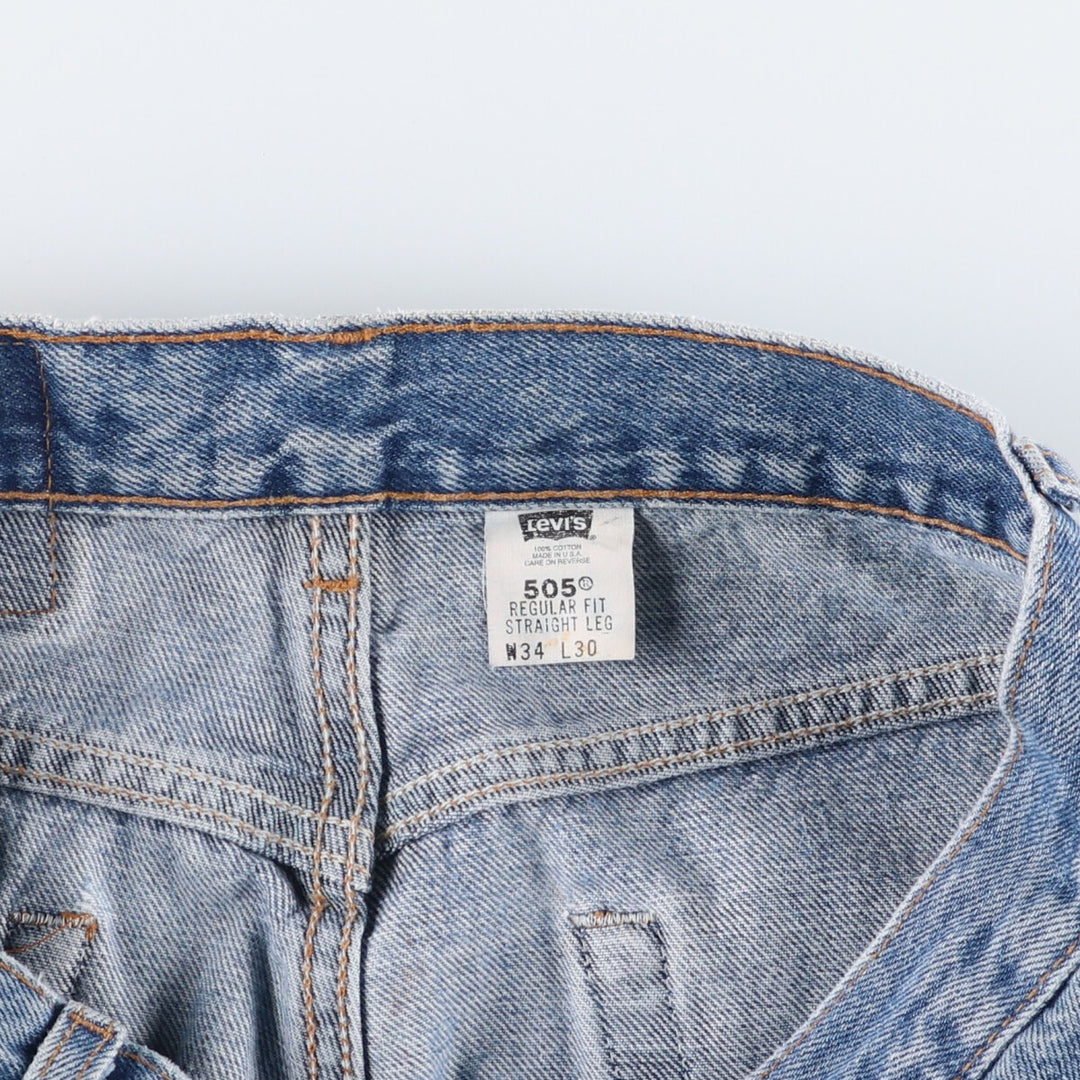 00'S Levi's 505 REGULAR FIT STRAIGHT LEG tapered denim pants made in USA, men's size w32 cotton blue type Vintage Second Hand