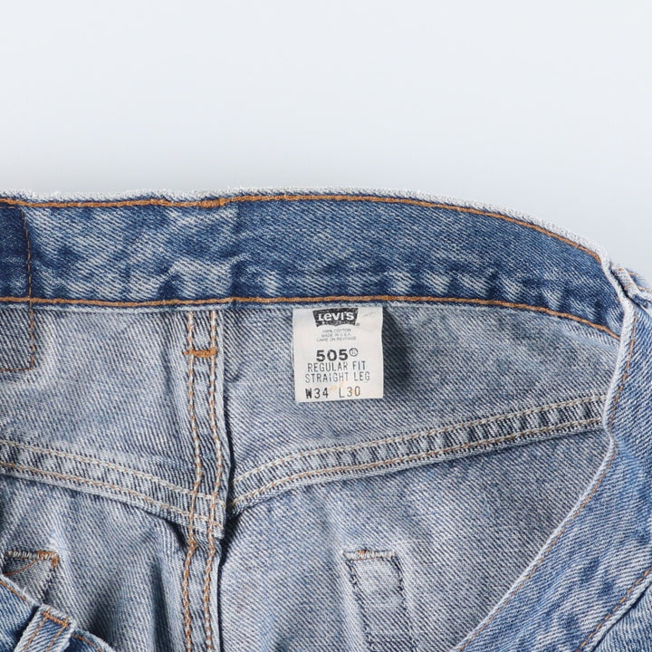 00'S Levi's 505 REGULAR FIT STRAIGHT LEG tapered denim pants made in USA, men's size w32 cotton blue type Vintage Second Hand