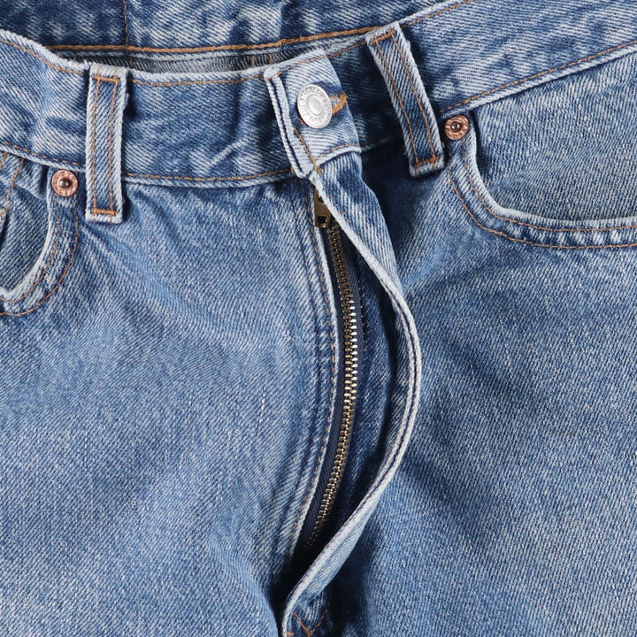 00'S Levi's 505 REGULAR FIT STRAIGHT LEG tapered denim pants made in USA, men's size w32 cotton blue type Vintage Second Hand