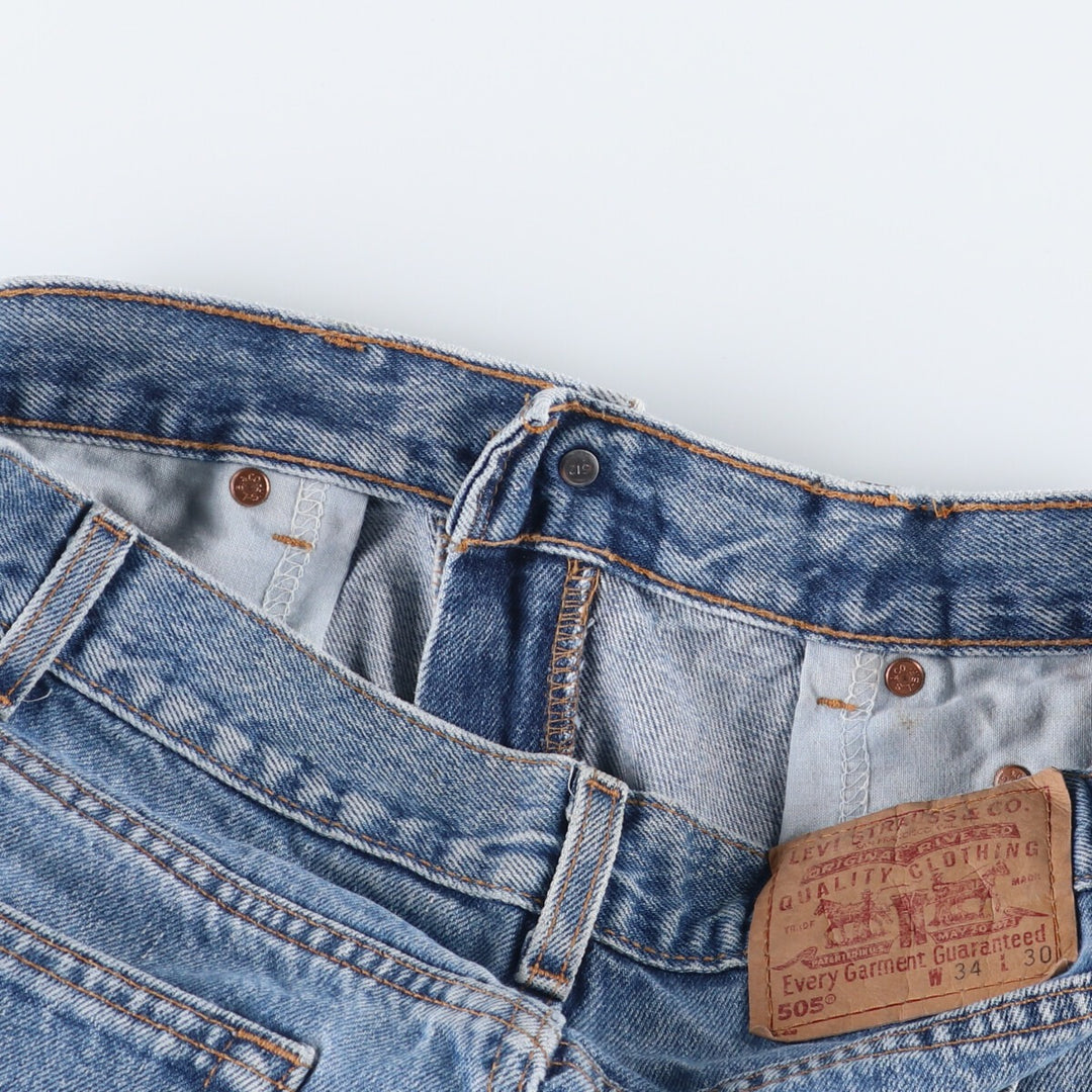 00'S Levi's 505 REGULAR FIT STRAIGHT LEG tapered denim pants made in USA, men's size w32 cotton blue type Vintage Second Hand