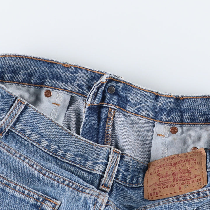 00'S Levi's 505 REGULAR FIT STRAIGHT LEG tapered denim pants made in USA, men's size w32 cotton blue type Vintage Second Hand