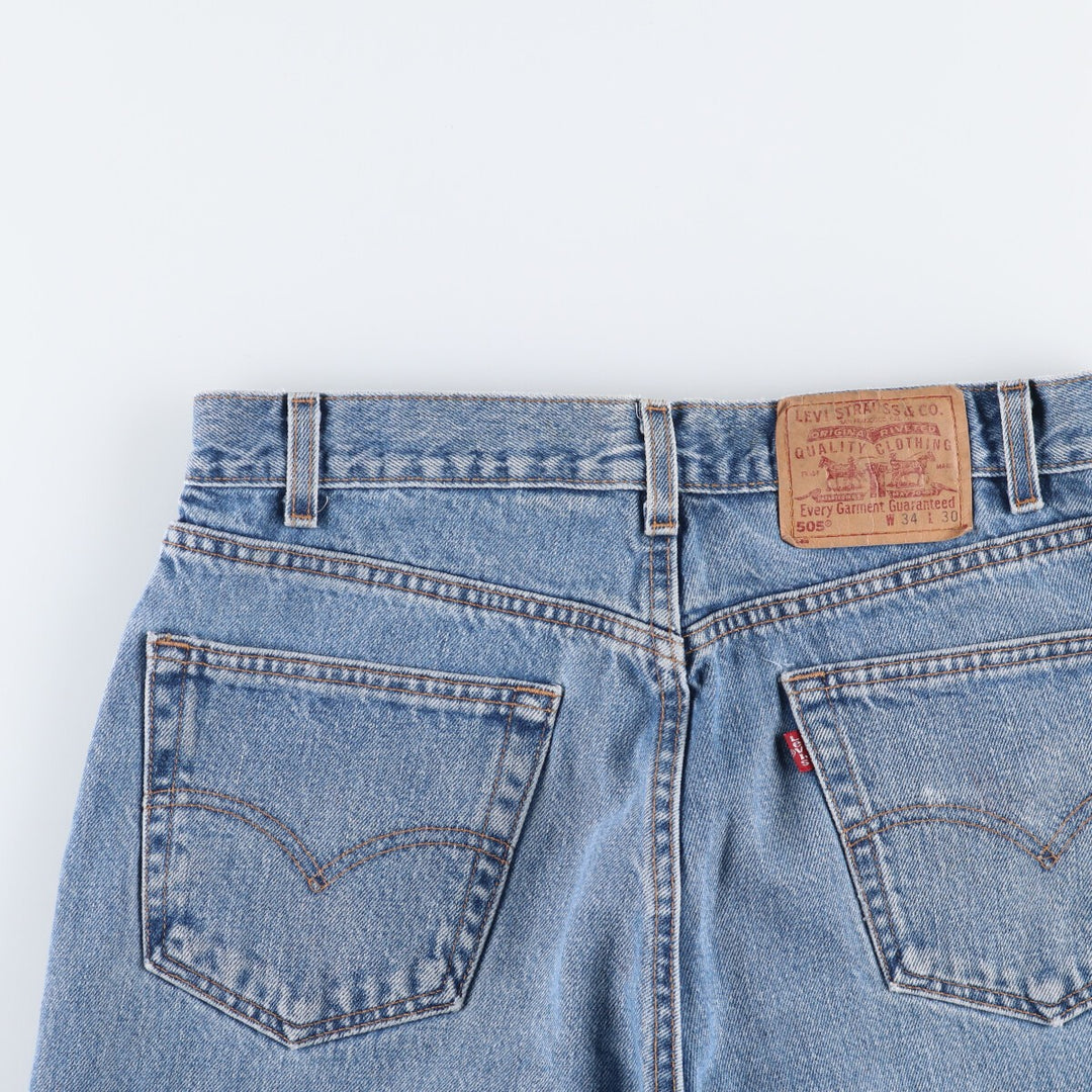 00'S Levi's 505 REGULAR FIT STRAIGHT LEG tapered denim pants made in USA, men's size w32 cotton blue type Vintage Second Hand