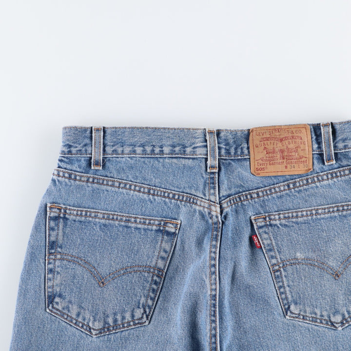 00'S Levi's 505 REGULAR FIT STRAIGHT LEG tapered denim pants made in USA, men's size w32 cotton blue type Vintage Second Hand