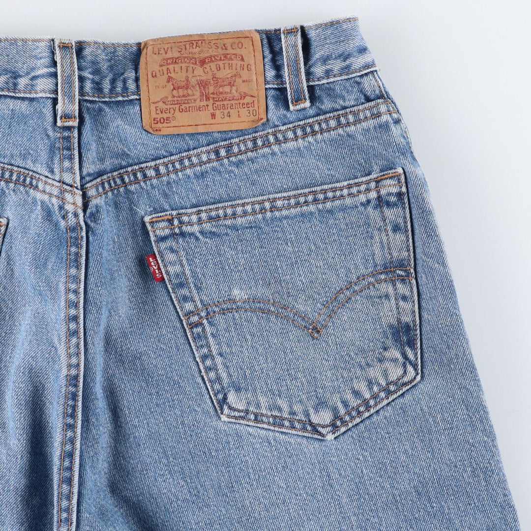 00'S Levi's 505 REGULAR FIT STRAIGHT LEG tapered denim pants made in USA, men's size w32 cotton blue type Vintage Second Hand