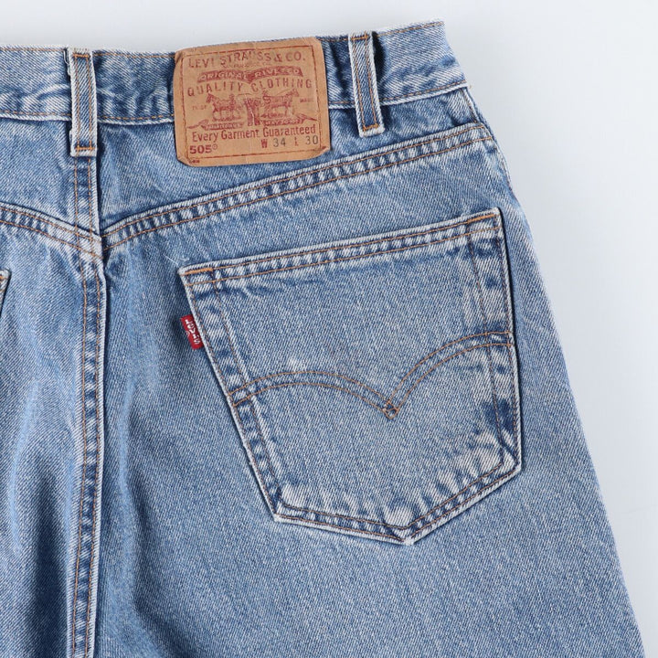 00'S Levi's 505 REGULAR FIT STRAIGHT LEG tapered denim pants made in USA, men's size w32 cotton blue type Vintage Second Hand