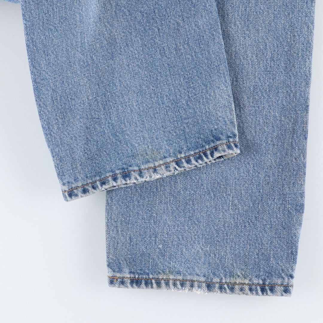 00'S Levi's 505 REGULAR FIT STRAIGHT LEG tapered denim pants made in USA, men's size w32 cotton blue type Vintage Second Hand