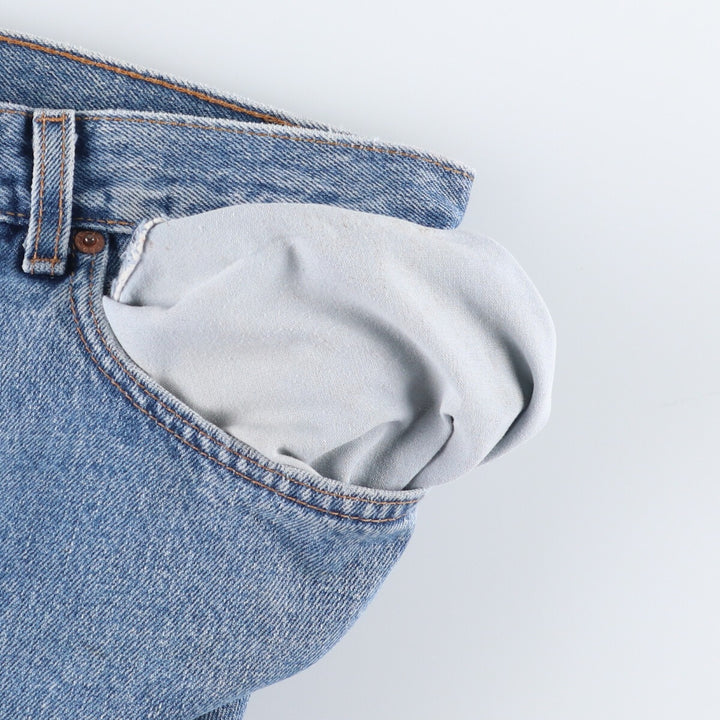00'S Levi's 505 REGULAR FIT STRAIGHT LEG tapered denim pants made in USA, men's size w32 cotton blue type Vintage Second Hand