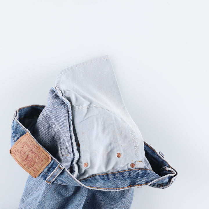 00'S Levi's 505 REGULAR FIT STRAIGHT LEG tapered denim pants made in USA, men's size w32 cotton blue type Vintage Second Hand