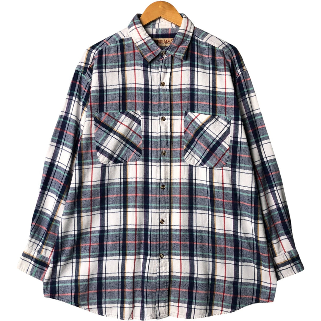 90'S Vintage Big Mac Lightflannel Check Shirt, Men's Size XL cotton white type Vintage Second Hand