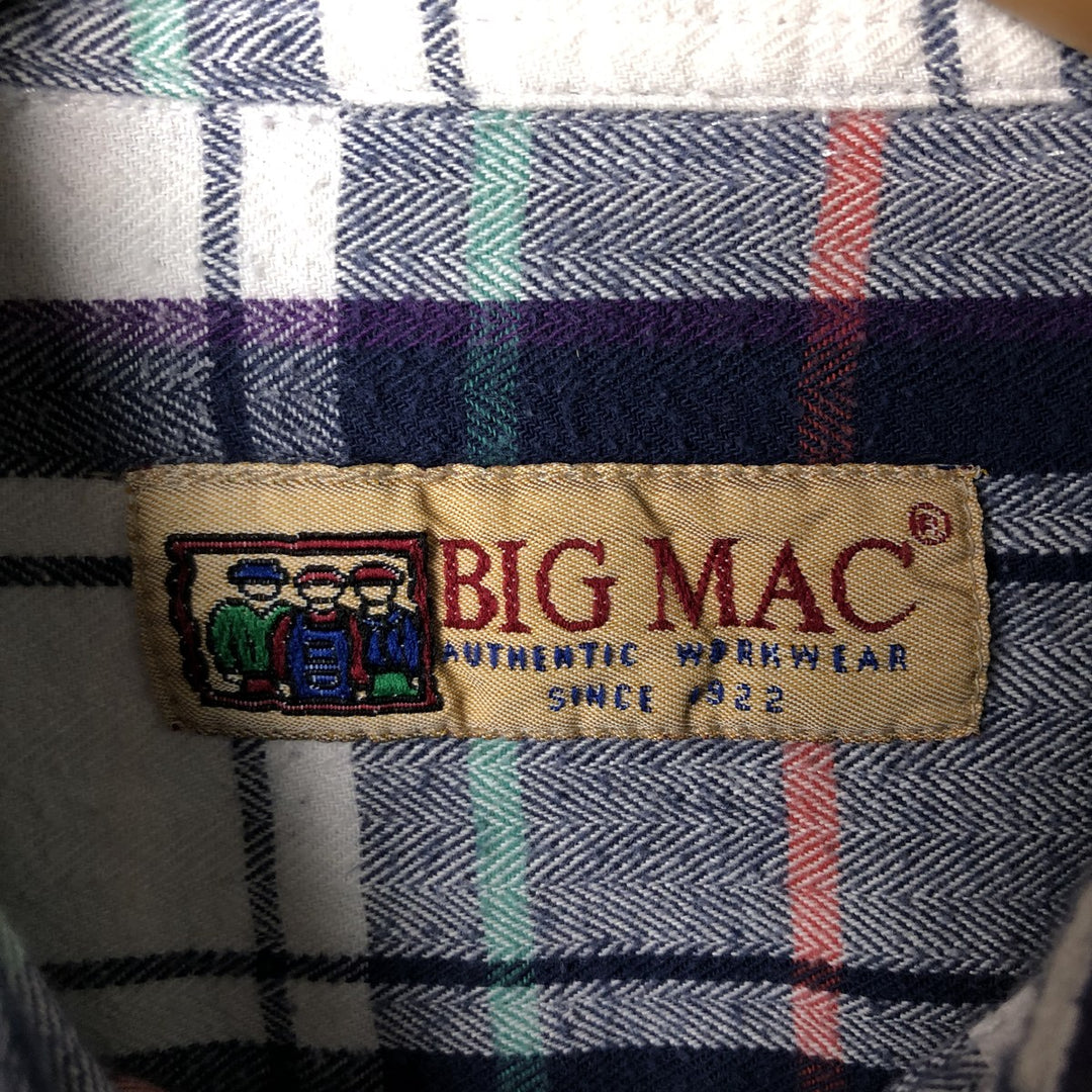 90'S Vintage Big Mac Lightflannel Check Shirt, Men's Size XL cotton white type Vintage Second Hand