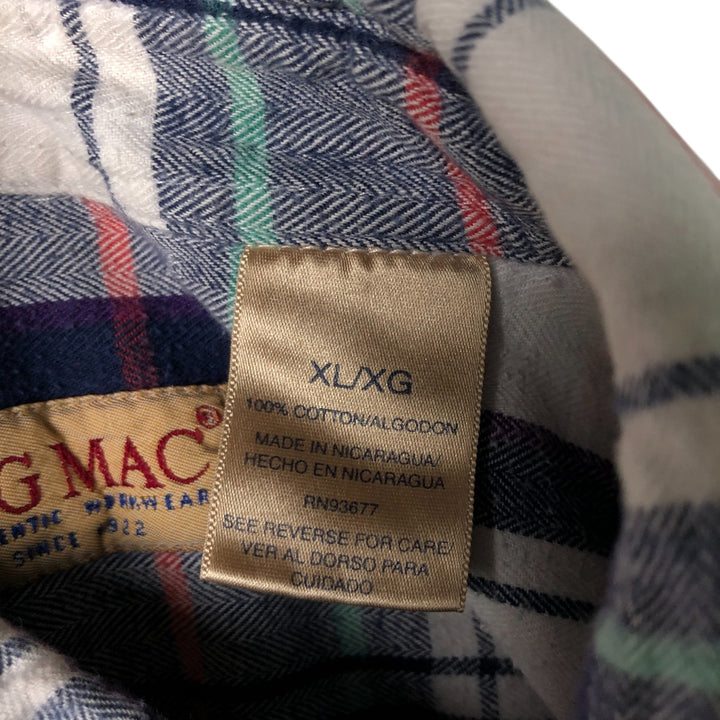 90'S Vintage Big Mac Lightflannel Check Shirt, Men's Size XL cotton white type Vintage Second Hand