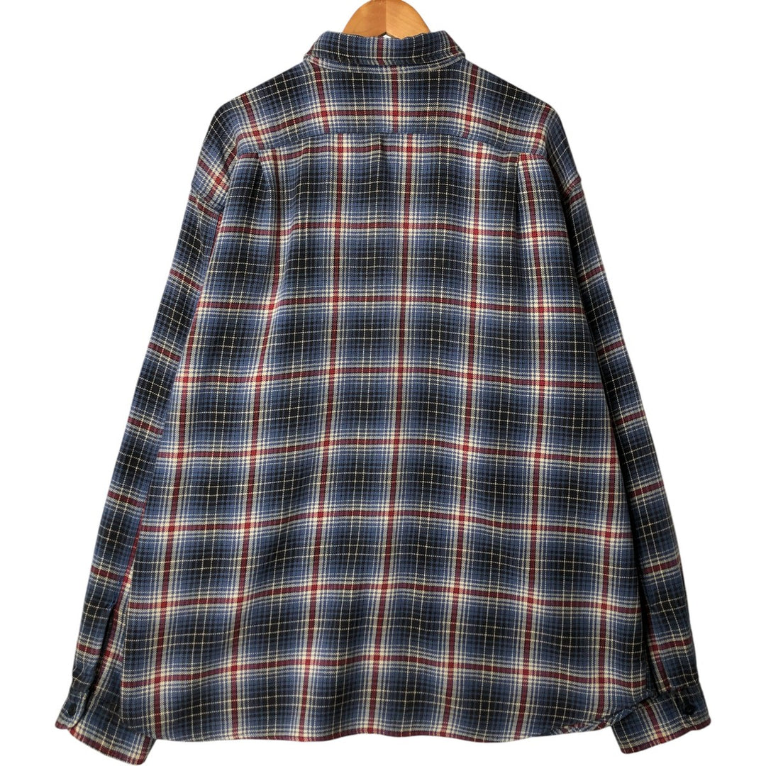 Vintage 90'S Ralph Lauren POLO SPORTSMAN long-sleeved heavy flannel check shirt, men's size XXL cotton blue type Vintage Second Hand