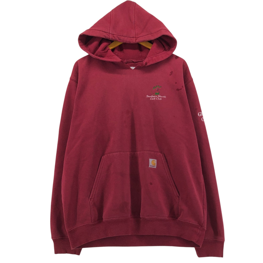Carhartt Cut-Off Sweat Pullover Hoodie, Men's Size L cotton burgundy type Vintage Second Hand