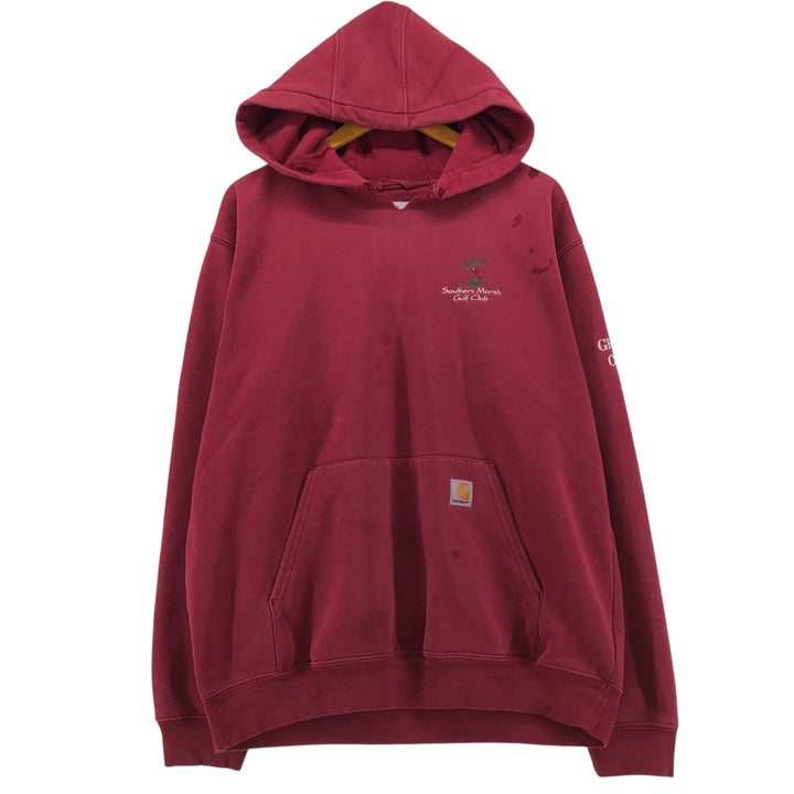 Carhartt Cut-Off Sweat Pullover Hoodie, Men's Size L cotton burgundy type Vintage Second Hand