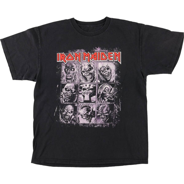 IRON MAIDEN Iron Maiden Band T-shirt Band T Men's L size unclear black type Vintage Second Hand