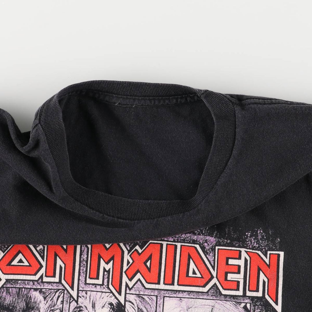 IRON MAIDEN Iron Maiden Band T-shirt Band T Men's L size unclear black type Vintage Second Hand