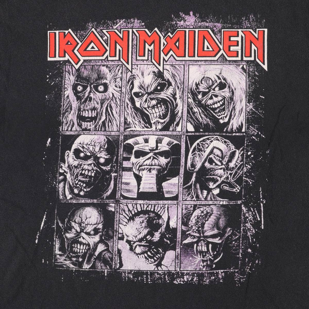 IRON MAIDEN Iron Maiden Band T-shirt Band T Men's L size unclear black type Vintage Second Hand