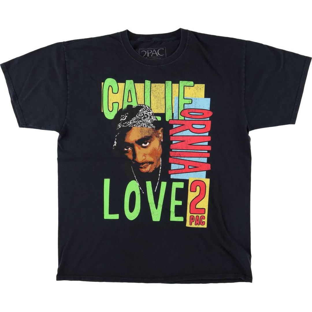 2pac Rap T-shirt, Men's L size cotton black type Vintage Second Hand