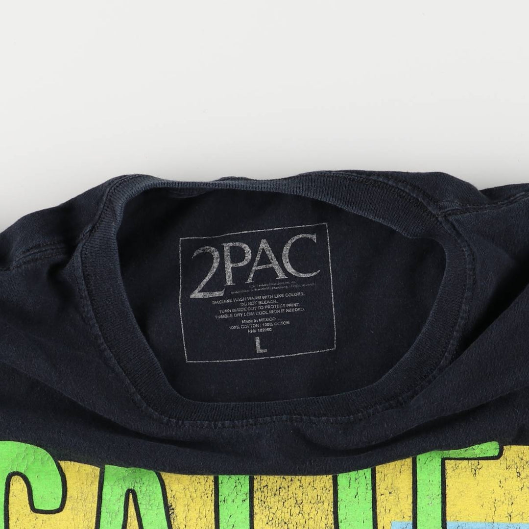 2pac Rap T-shirt, Men's L size cotton black type Vintage Second Hand
