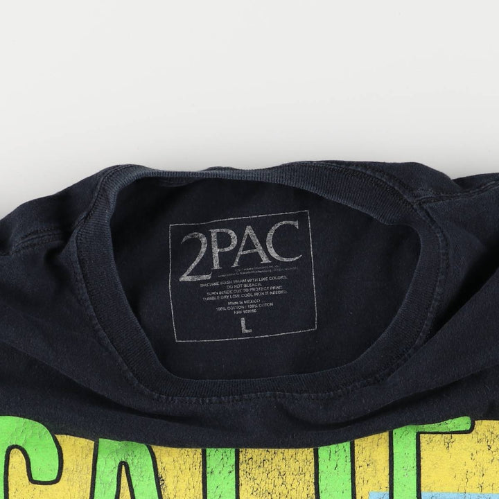 2pac Rap T-shirt, Men's L size cotton black type Vintage Second Hand