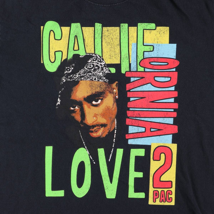2pac Rap T-shirt, Men's L size cotton black type Vintage Second Hand