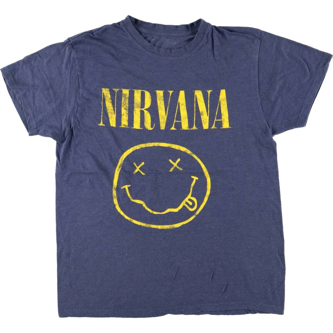 NIRVANA Nirvana Band T-shirt, Band T, Men's L size unclear blue type Vintage Second Hand