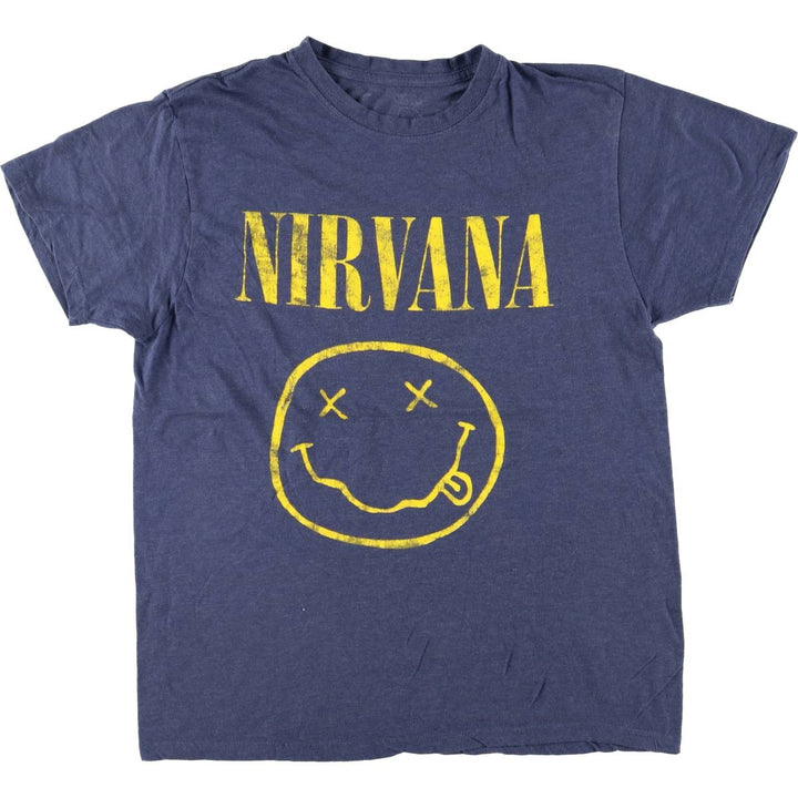 NIRVANA Nirvana Band T-shirt, Band T, Men's L size unclear blue type Vintage Second Hand