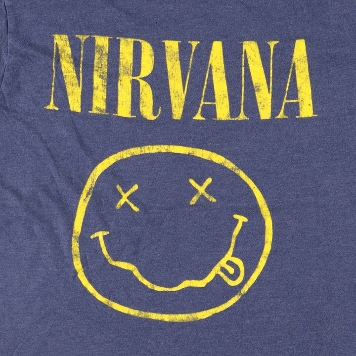 NIRVANA Nirvana Band T-shirt, Band T, Men's L size unclear blue type Vintage Second Hand