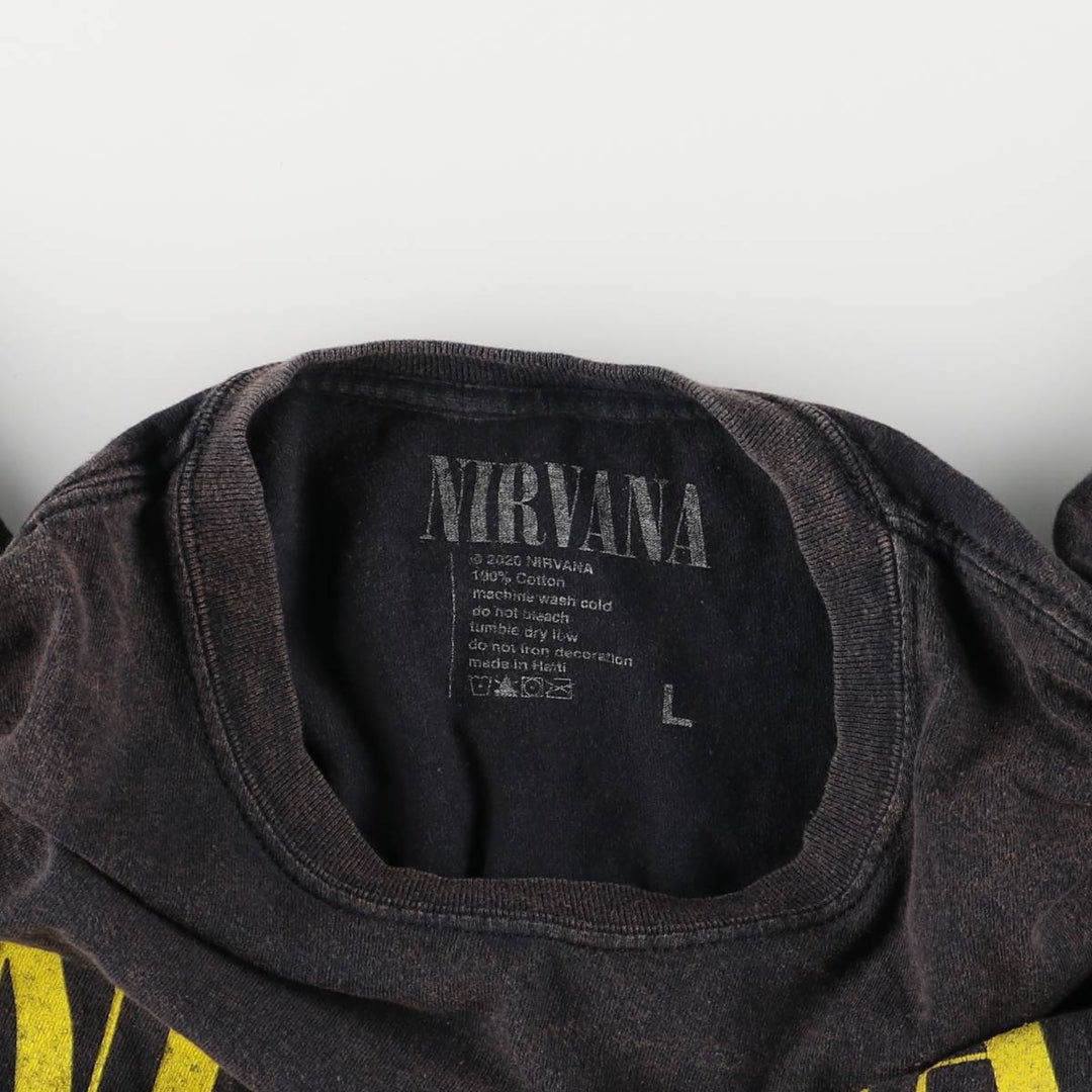NIRVANA Nirvana Band T-shirt, Band T, Men's L size cotton black type Vintage Second Hand