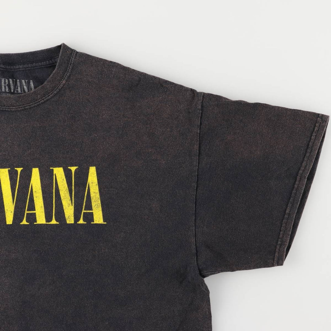 NIRVANA Nirvana Band T-shirt, Band T, Men's L size cotton black type Vintage Second Hand