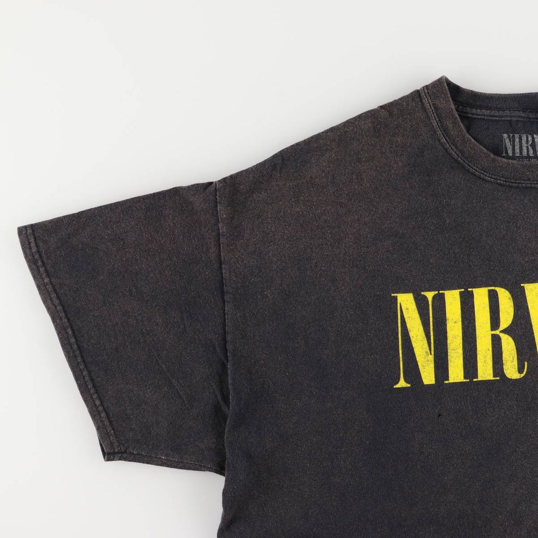NIRVANA Nirvana Band T-shirt, Band T, Men's L size cotton black type Vintage Second Hand