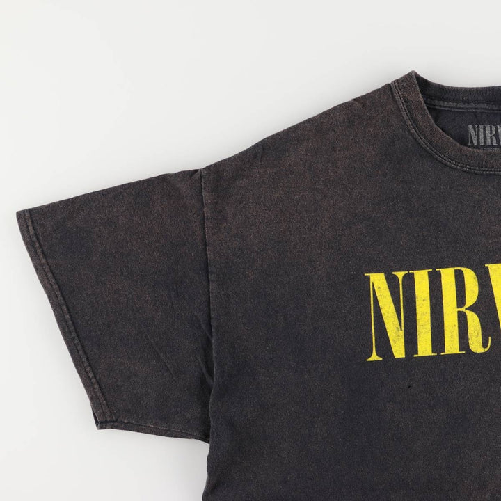 NIRVANA Nirvana Band T-shirt, Band T, Men's L size cotton black type Vintage Second Hand