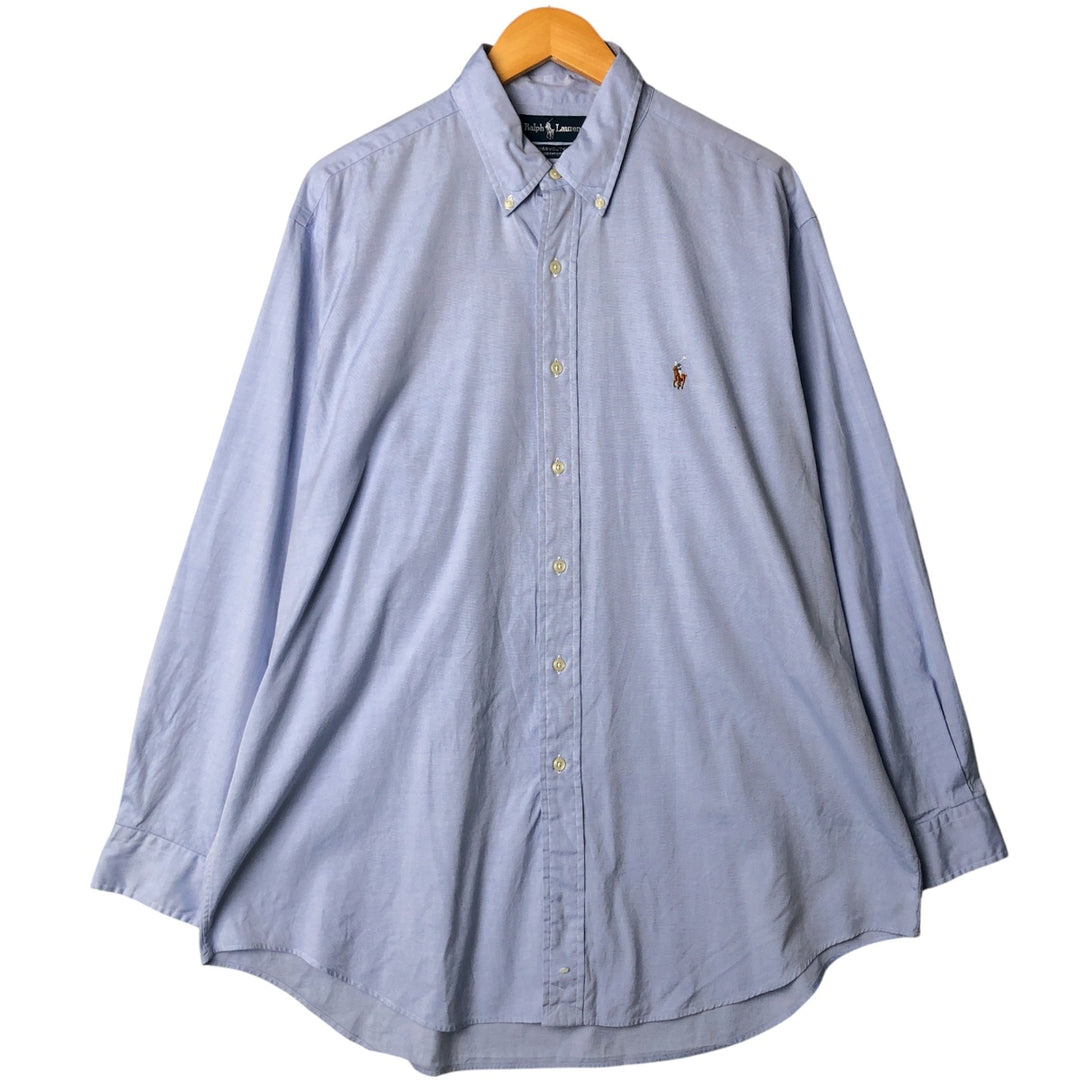 Ralph Lauren YARMOUTH long sleeve button down shirt, men's XL size cotton Blue type light blue Vintage Second Hand