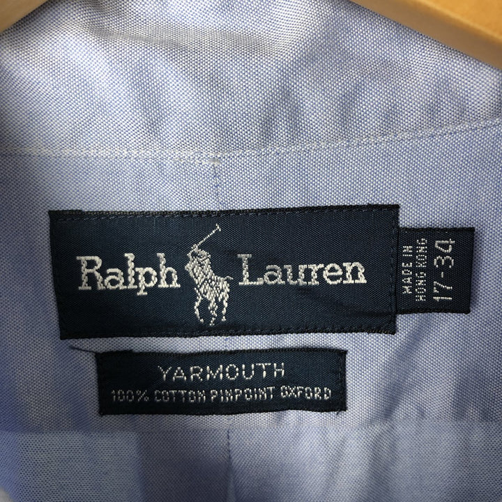 Ralph Lauren YARMOUTH long sleeve button down shirt, men's XL size cotton Blue type light blue Vintage Second Hand